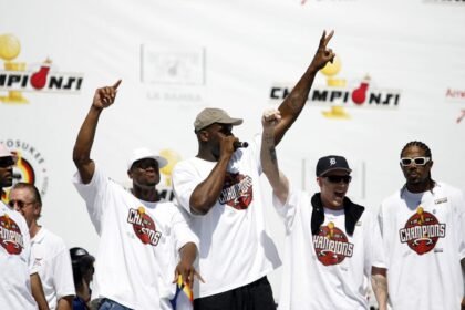 The 2006 Miami Heat celebrate their championship.