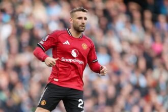 Luke Shaw of Manchester United in action