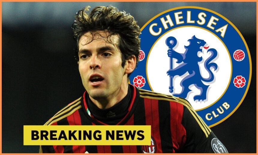 Kaka during his AC Milan days and the Chelsea FC logo