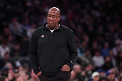 New York Knicks head coach Mike Brown watches the second half of a game against the Chicago Bulls at Madison Square Garden in New York City on November 2, 2025.