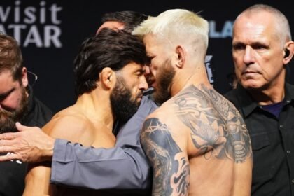 UFC Qatar Video: Arman Tsarukyan headbutts Dan Hooker during weigh-in showdown